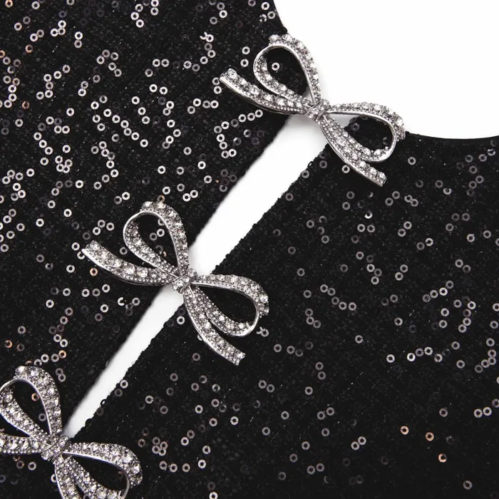 Self Portrait Dresses Women Black Boucle Bow Mini Dress