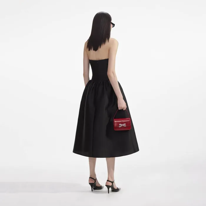 Self Portrait Dresses Women Black Taffeta Midi Dress