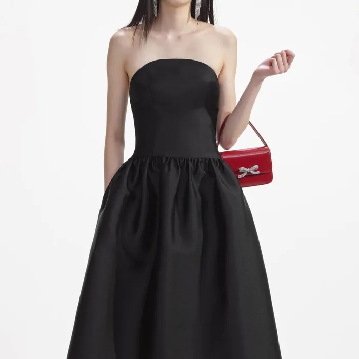 Self Portrait Dresses Women Black Taffeta Midi Dress