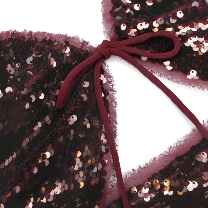 Self Portrait Dresses Women Burgundy Sequin Midi Dress