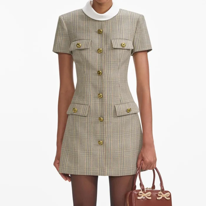 Self Portrait Dresses Women Check Wool Mini Dress