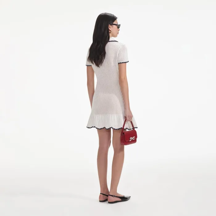 Self Portrait Dresses Women Cream Crochet Collared Mini Dress