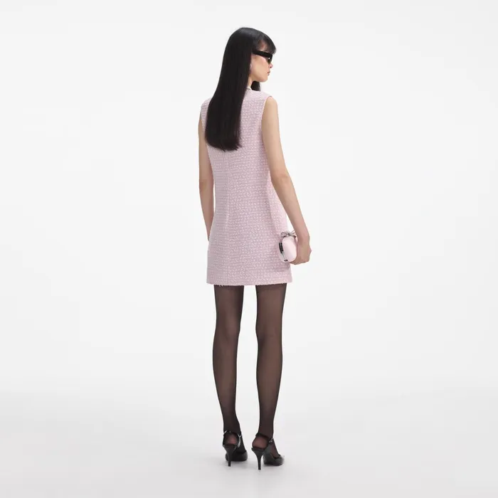 Self Portrait Dresses Women Pink Boucle Pearl Trim Mini Dress