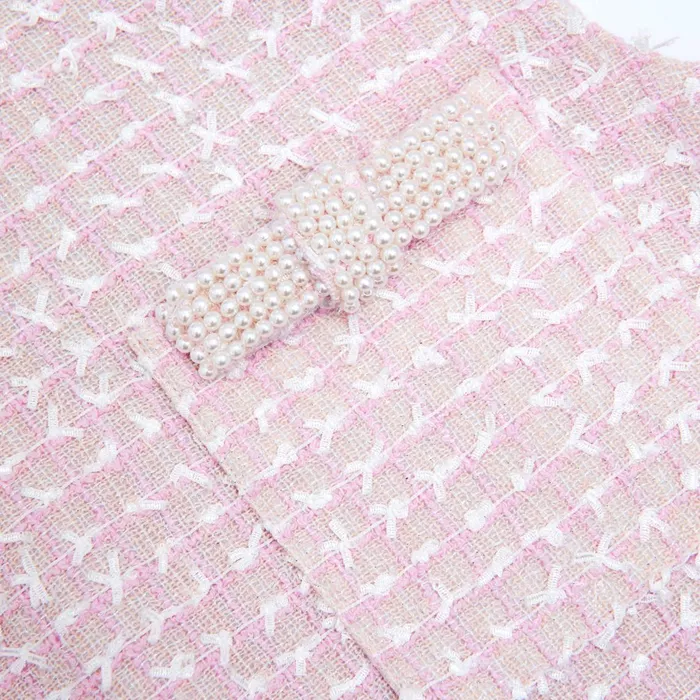 Self Portrait Dresses Women Pink Boucle Pearl Trim Mini Dress
