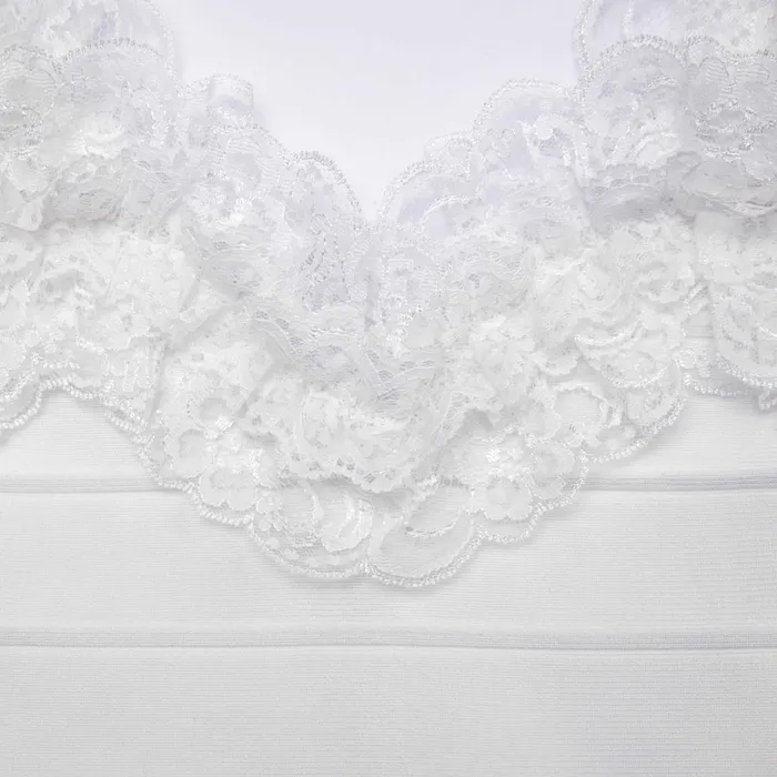Self Portrait Dresses Women White Knit Ruffle Mini Dress