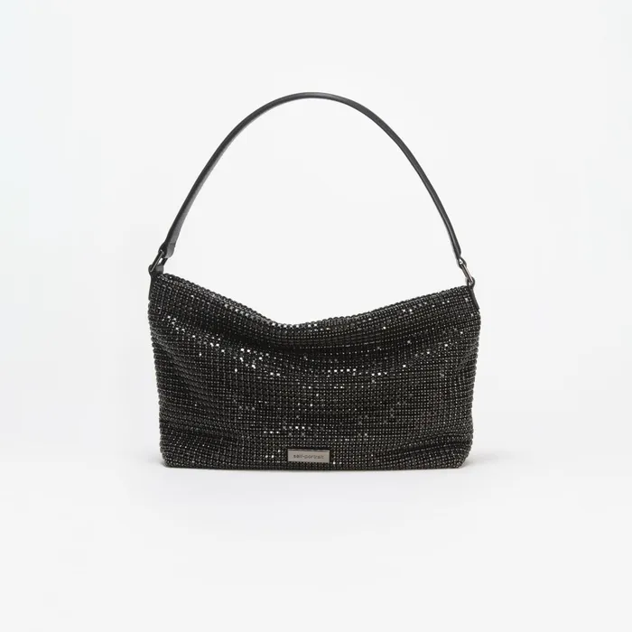 Self Portrait Handbags Women Black Diamante Medium Hobo Bag Black