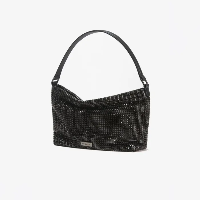 Self Portrait Handbags Women Black Diamante Medium Hobo Bag Black