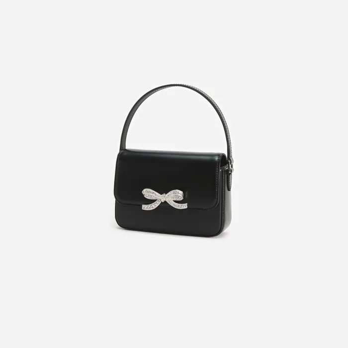 Self Portrait Handbags Women Black Leather Micro Bag Black
