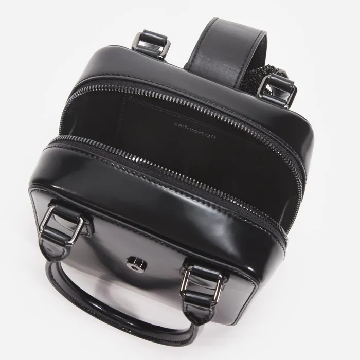 Self Portrait Handbags Women Black Leather Square Mini Tote Bag Black