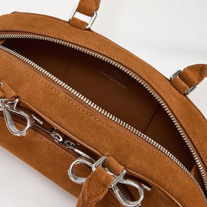 Self Portrait Handbags Women Brown Suede Curved Shoulder Bag