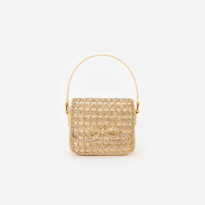 Self Portrait Handbags Women Gold Crystal Micro Bag
