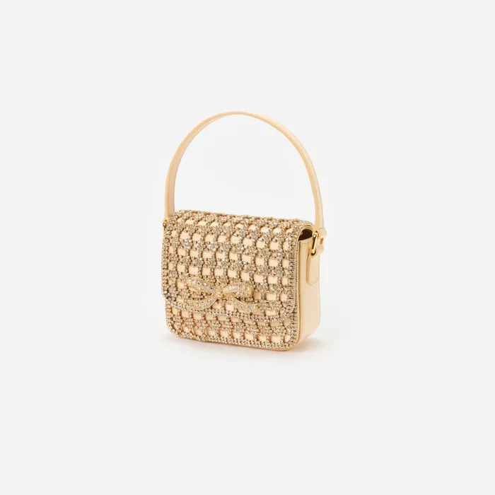 Self Portrait Handbags Women Gold Crystal Micro Bag