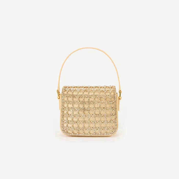 Self Portrait Handbags Women Gold Crystal Micro Bag