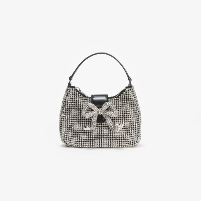 Self Portrait Handbags Women Silver Diamante Crescent Bow Bag