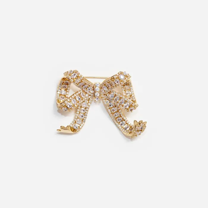 Self Portrait Jewellery Women Gold Crystal Bow Brooch