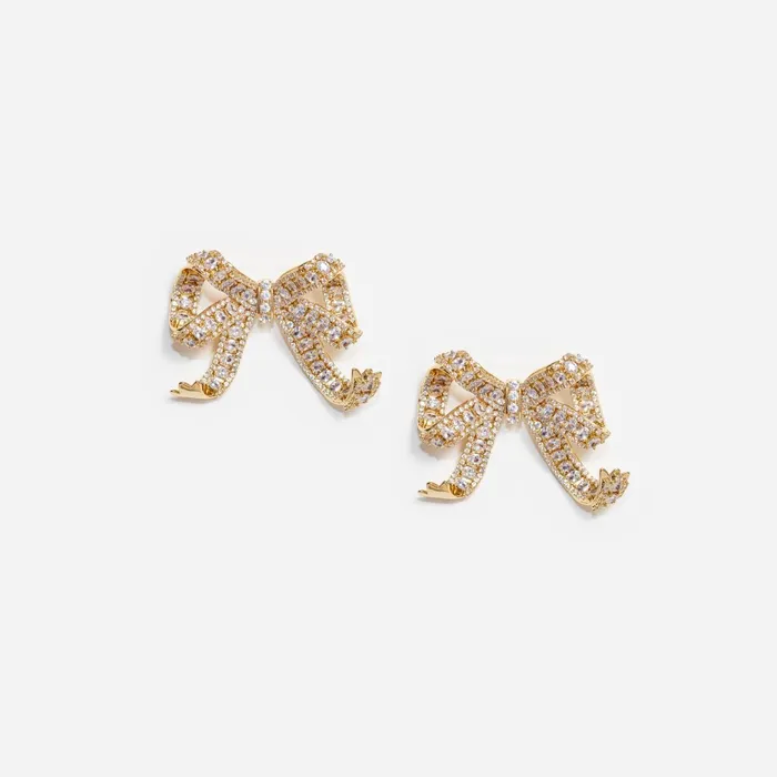 Self Portrait Jewellery Women Gold Crystal Bow Earrings
