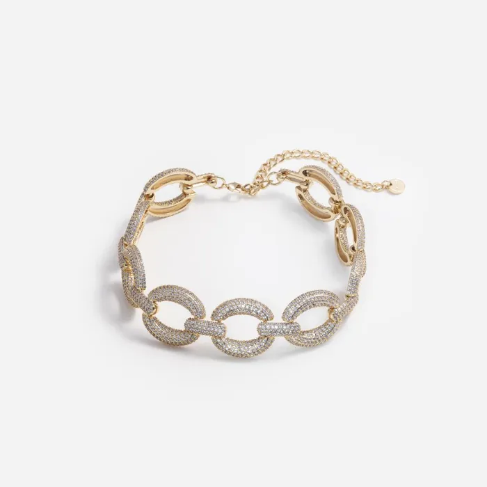 Self Portrait Jewellery Women Gold Crystal Link Choker