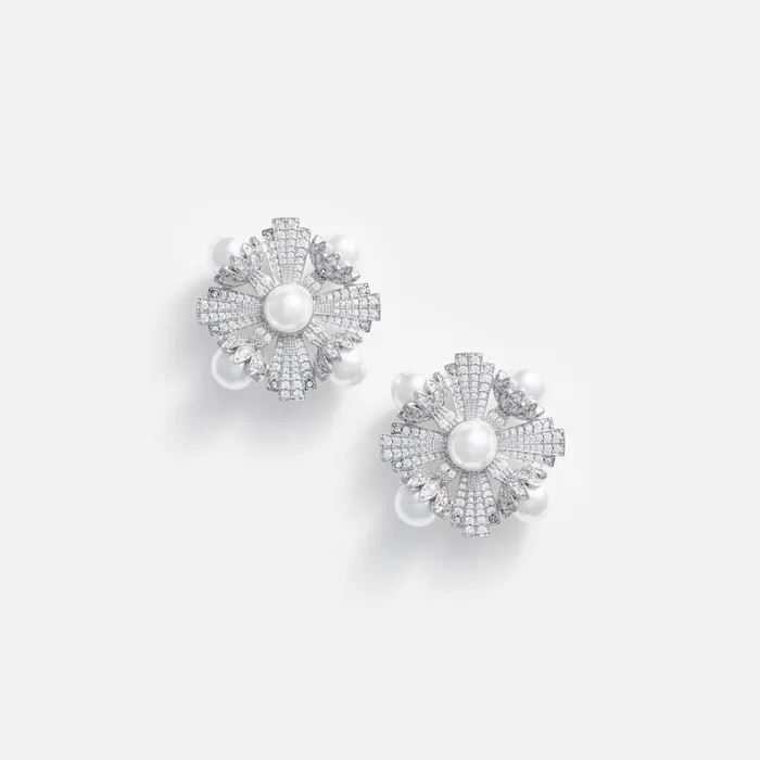 Self Portrait Jewellery Women Large Silver Encrusted Earrings Silver