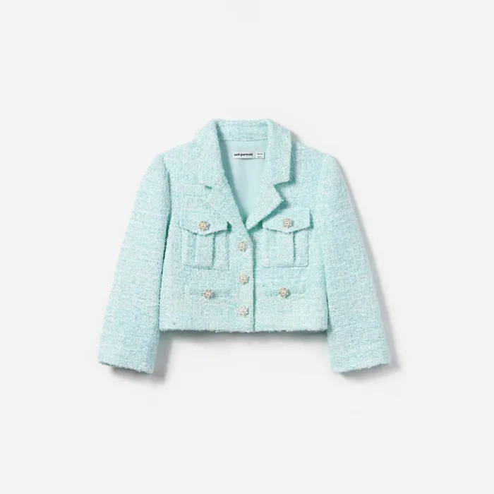 Self Portrait Kids Blue Boucle Jacket