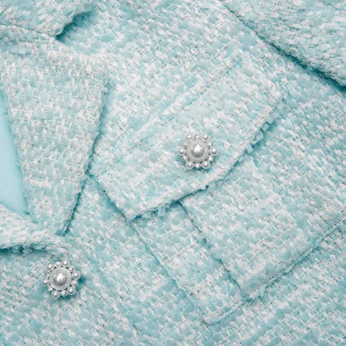 Self Portrait Kids Blue Boucle Jacket