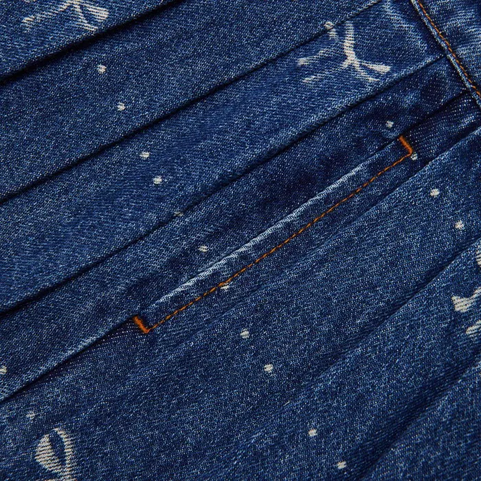 Self Portrait Kids Denim Bow Print Skirt