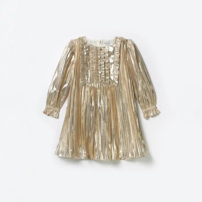 Self Portrait Kids Gold Metallic Mini Dress