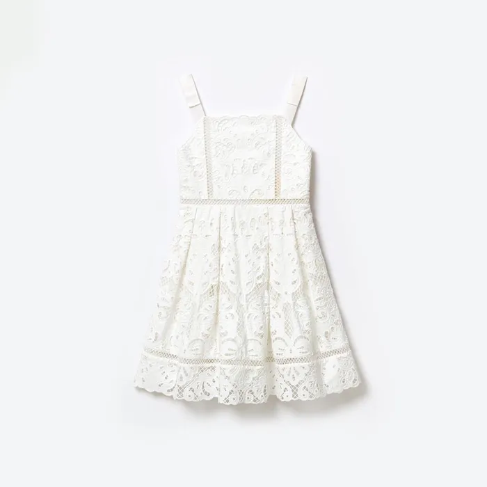 Self Portrait Kids White Cotton Lace Mini Dress