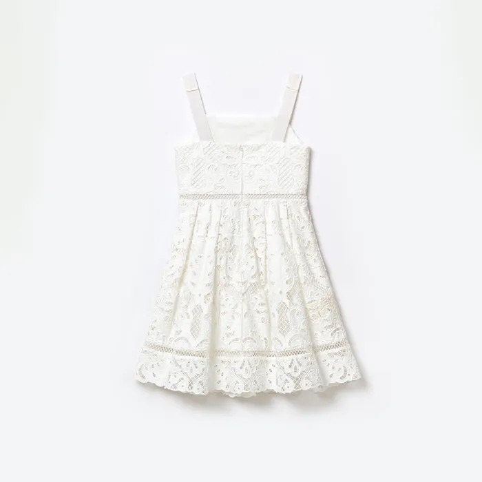 Self Portrait Kids White Cotton Lace Mini Dress