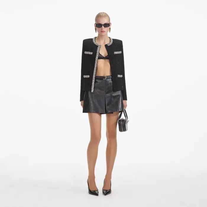 Self Portrait Knitwear Women Black Sequin Knit Cardigan