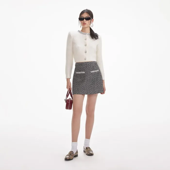 Self Portrait Knitwear Women Cream Soft Knit Cardigan