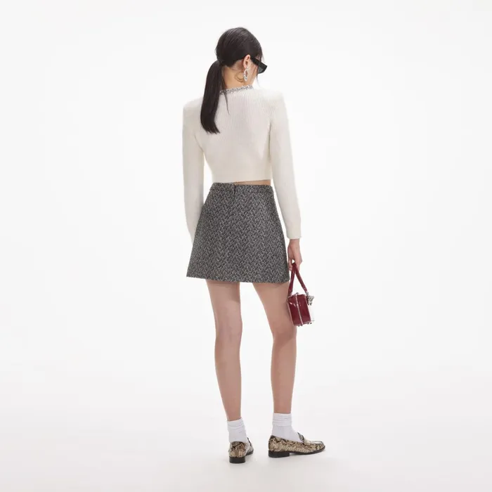 Self Portrait Knitwear Women Cream Soft Knit Cardigan