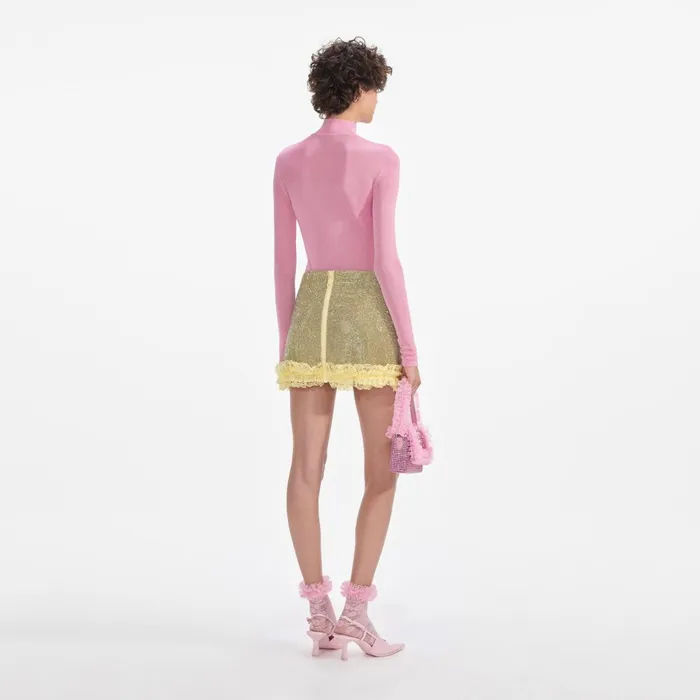 Self Portrait Knitwear Women Pink Knit Cut Out Bodysuit Pink