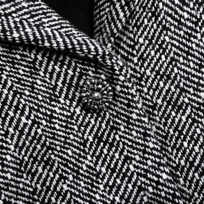 Self Portrait Outerwear Women Black Herringbone Blazer