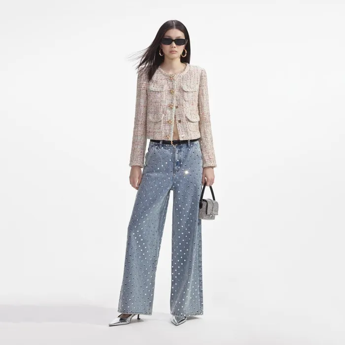 Self Portrait Outerwear Women Pastel Boucle Boxy Jacket
