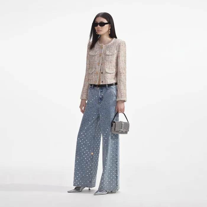 Self Portrait Outerwear Women Pastel Boucle Boxy Jacket