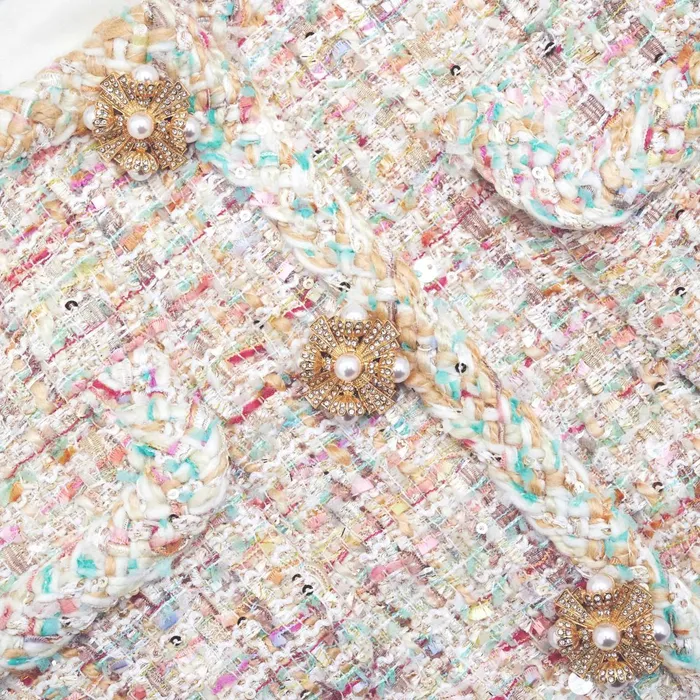 Self Portrait Outerwear Women Pastel Boucle Boxy Jacket