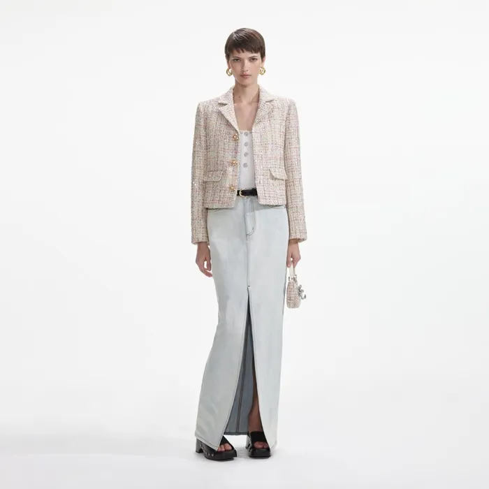 Self Portrait Outerwear Women Pastel Boucle Jacket