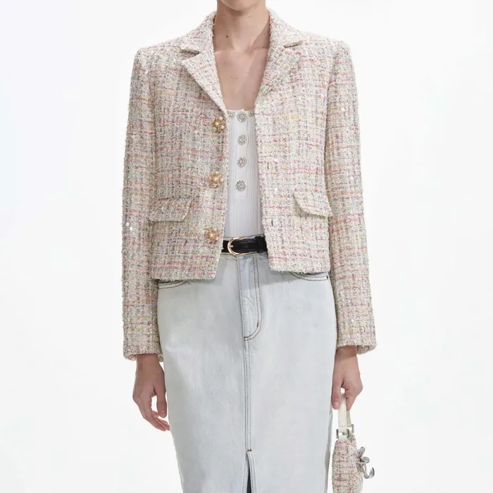 Self Portrait Outerwear Women Pastel Boucle Jacket