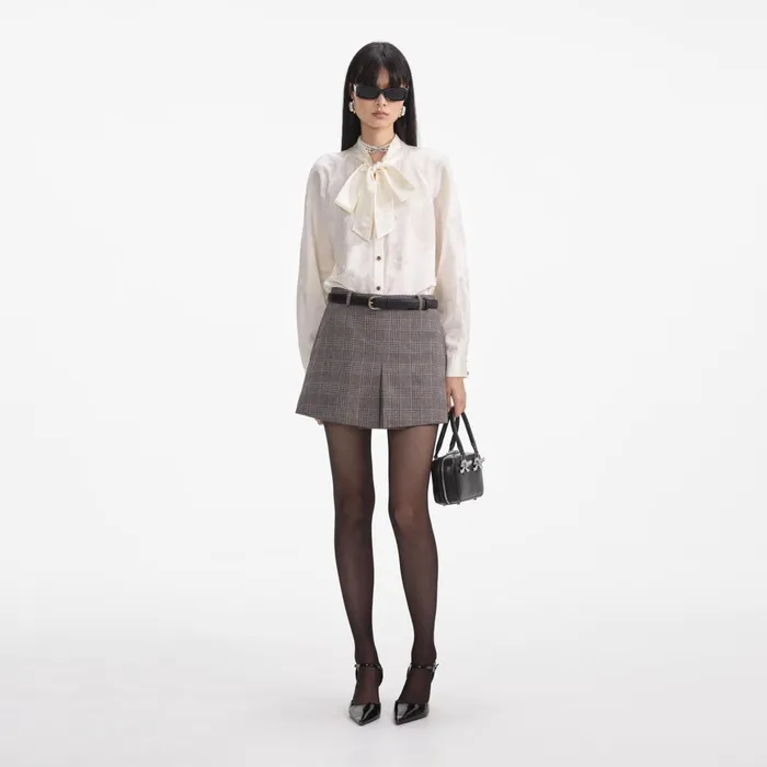 Self Portrait Tops Women Cream Jacquard Blouse