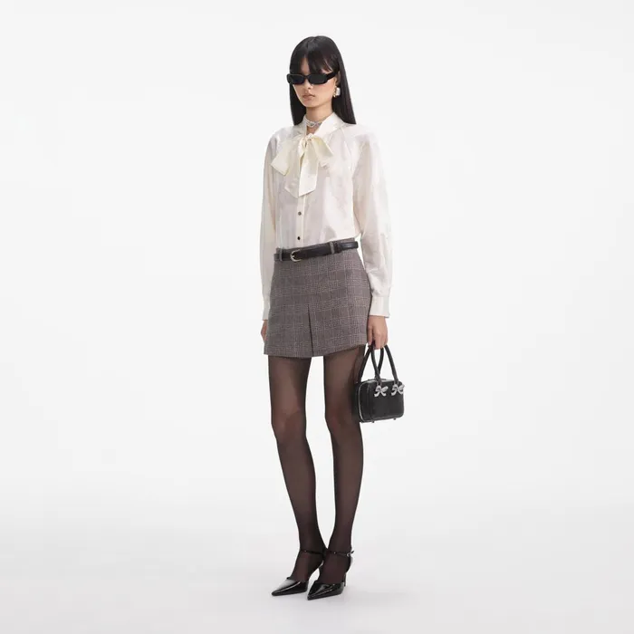 Self Portrait Tops Women Cream Jacquard Blouse