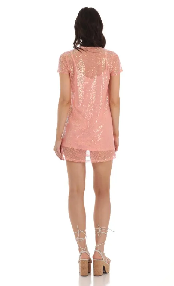 Sequin Two Piece Dress Peach Women LUCY IN THE SKY TwoPiece Sets Sequin Two Piece Dress Peach Women LUCY IN THE SKY TwoPiece Sets
