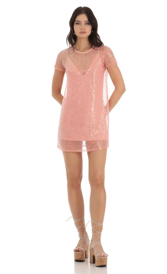 Sequin Two Piece Dress Peach Women LUCY IN THE SKY TwoPiece Sets Sequin Two Piece Dress Peach Women LUCY IN THE SKY TwoPiece Sets