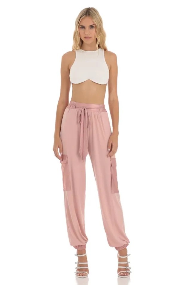 Shimmer Pants Pink Women LUCY IN THE SKY Pants