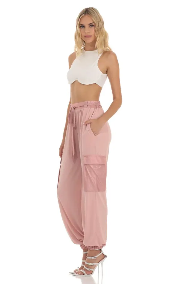 Shimmer Pants Pink Women LUCY IN THE SKY Pants Shimmer Pants Pink Women LUCY IN THE SKY Pants