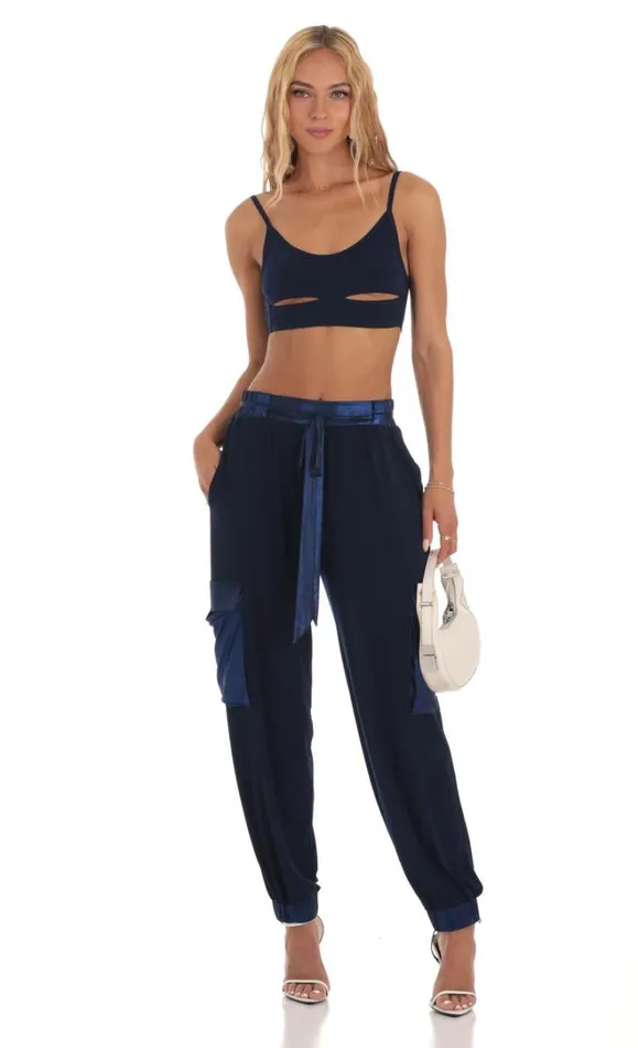 Shimmer Two Piece Set Navy Women LUCY IN THE SKY Pants