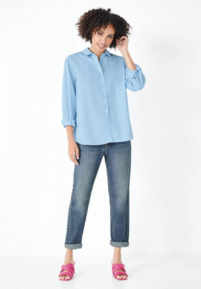 Shirts and Blouses Women Hush Asha Relaxed Poplin Shirt Blue