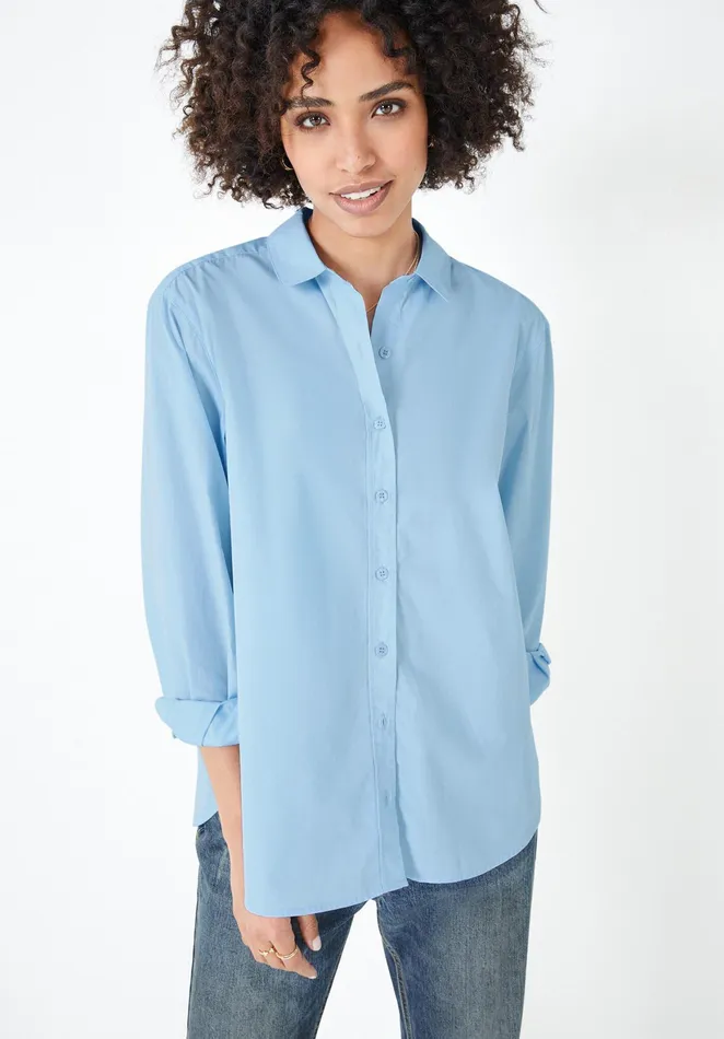 Shirts and Blouses Women Hush Asha Relaxed Poplin Shirt Blue