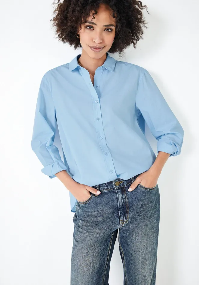 Shirts and Blouses Women Hush Asha Relaxed Poplin Shirt Blue