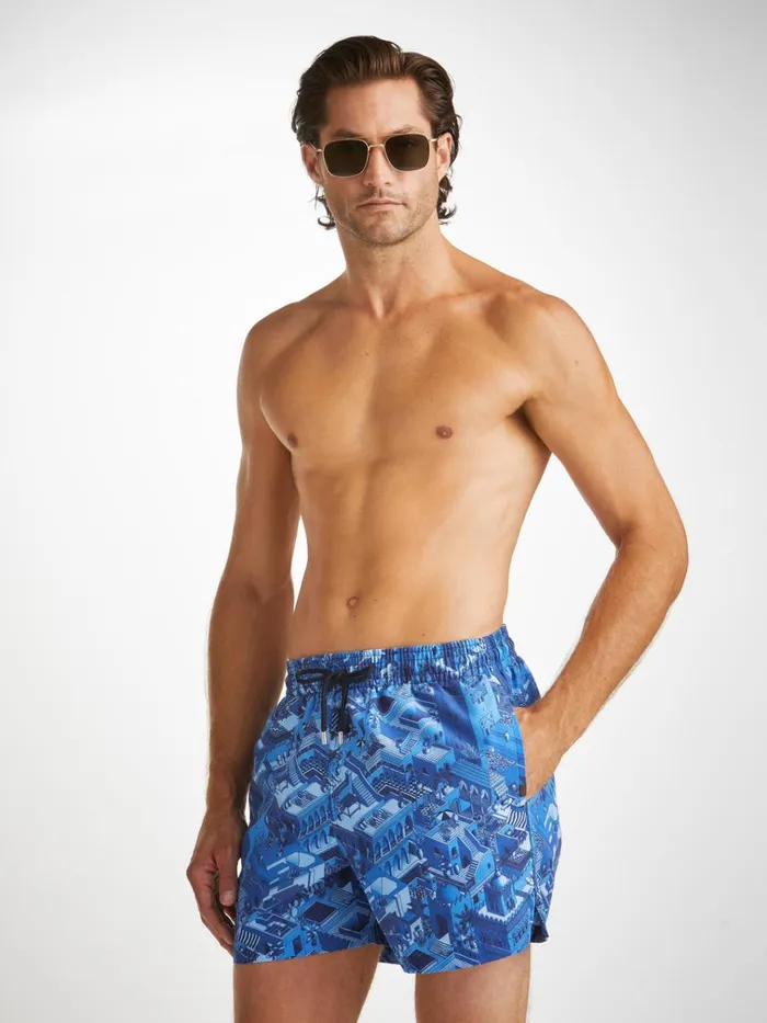 Short Length Swim Shorts Men Derek Rose Short Swim Shorts Maui 60 Blue