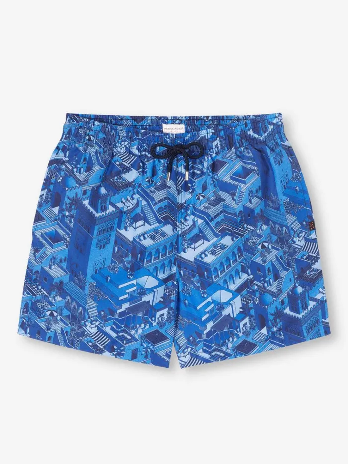 Short Length Swim Shorts Men Derek Rose Short Swim Shorts Maui 60 Blue